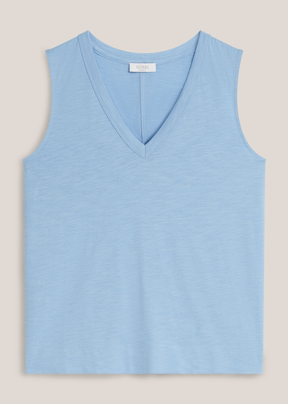 Lilla Cotton Slub Vest Top, Maya Blue, hi-res