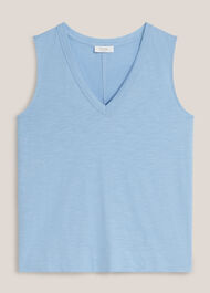 Lilla Cotton Slub Vest Top, Maya Blue, hi-res