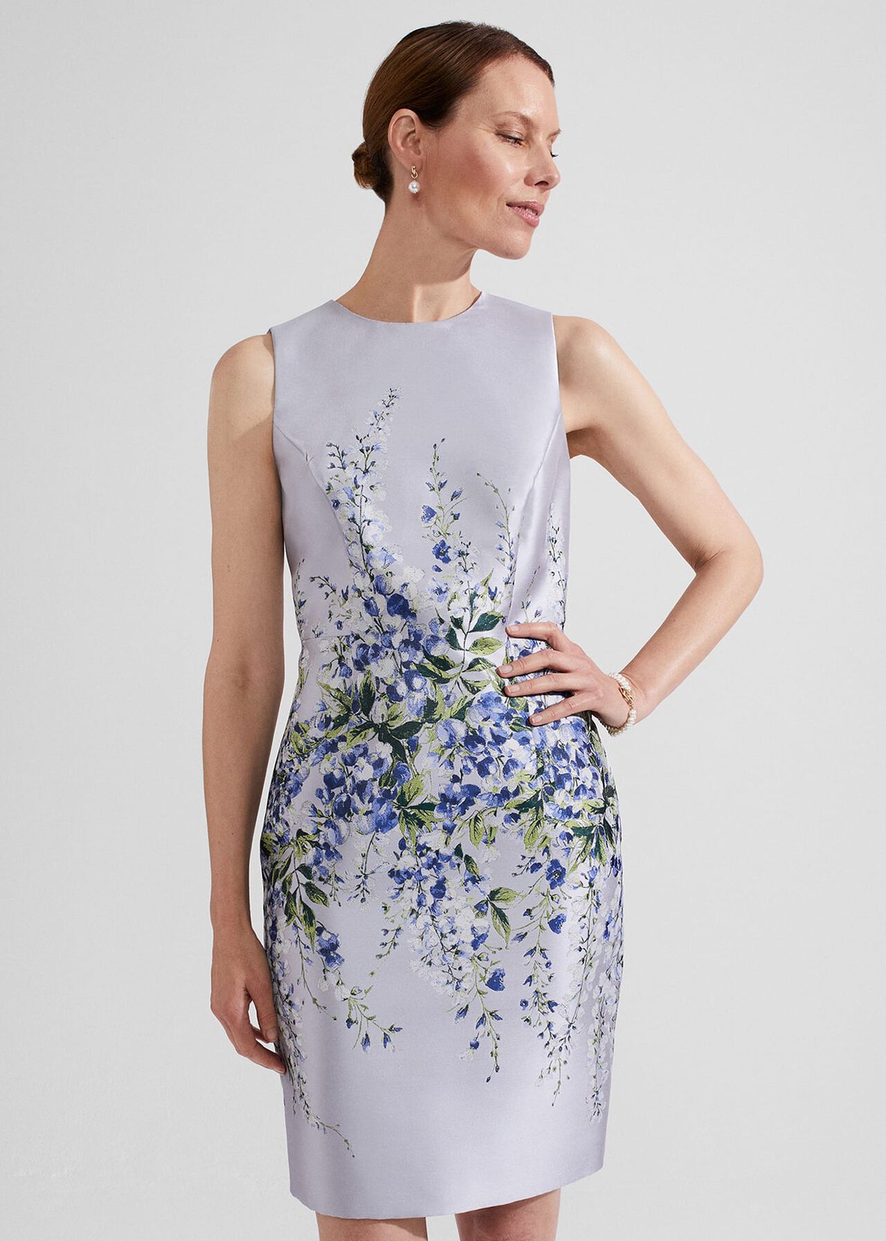 Sofia Jacquard Dress, Pale Blue Multi, hi-res