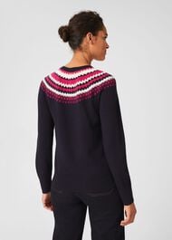 Greta Fairisle Jumper with Cashmere, Navy Pink, hi-res