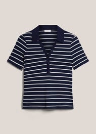Merle Striped Ribbed Shirt, Navy Ivory, hi-res