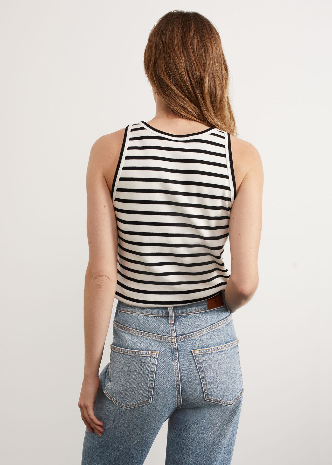 Cecil Cotton Striped Vest, Ivory Black, hi-res