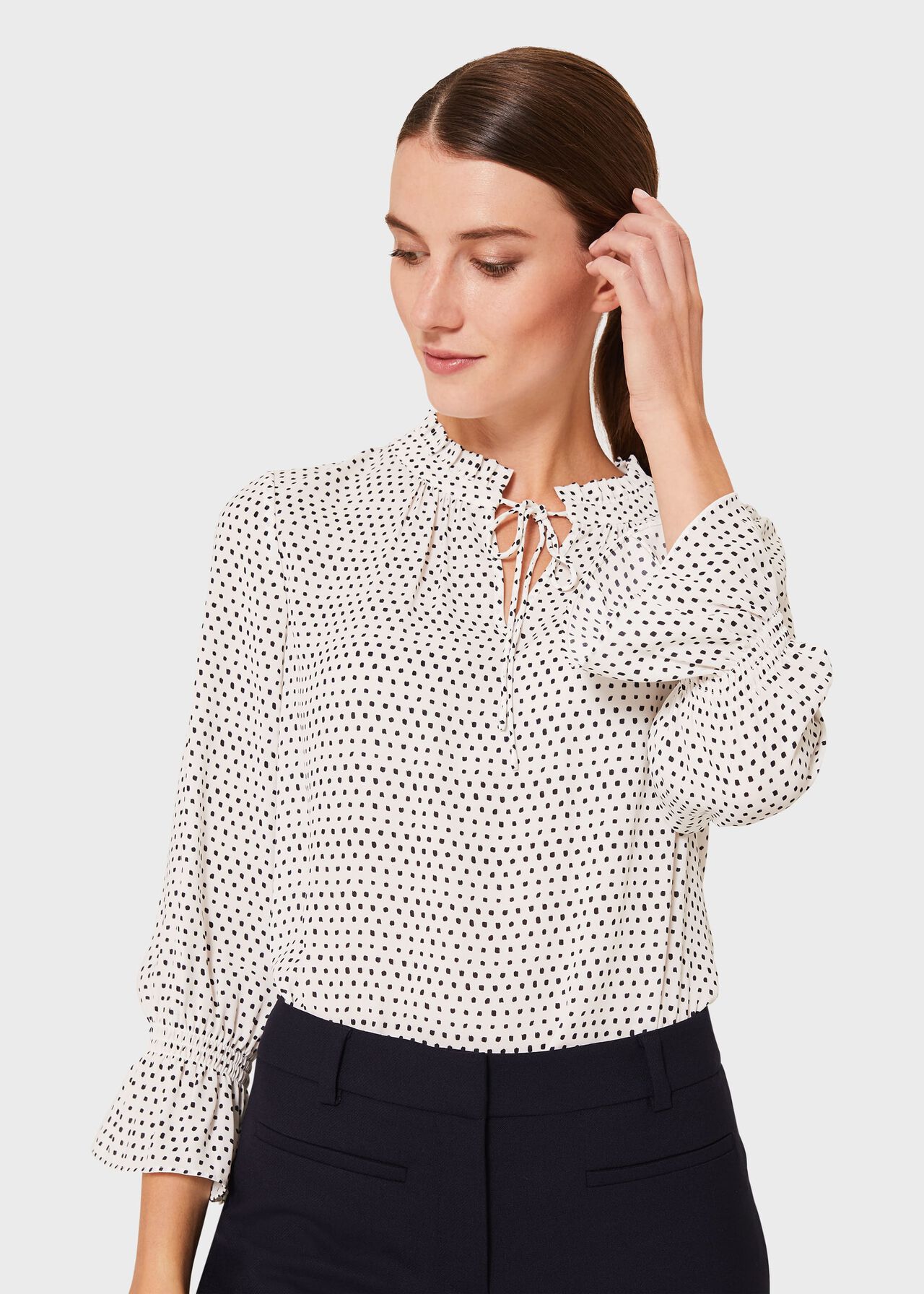 Blaire Spot Blouse, Ivory Navy, hi-res