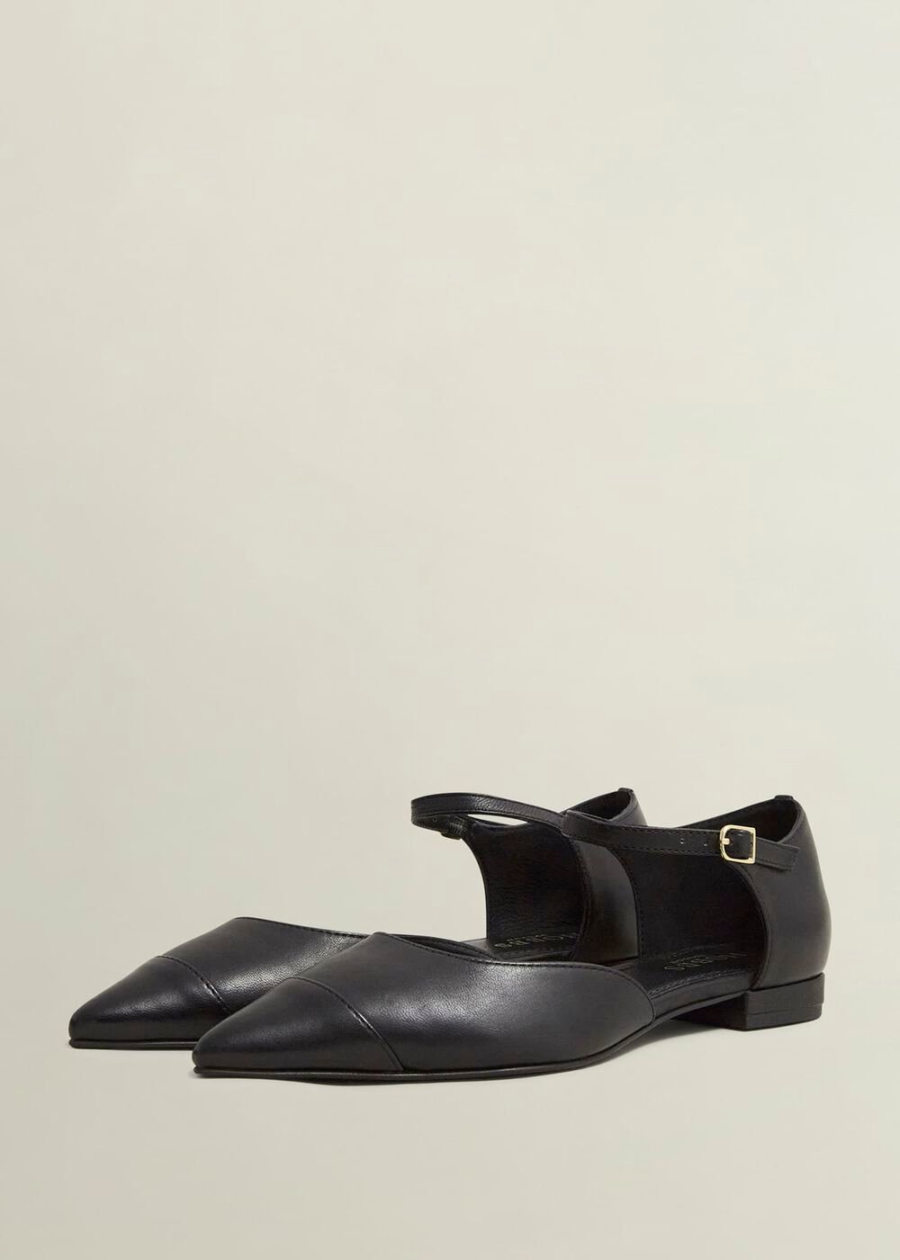 Seren Leather Flats, Black, hi-res