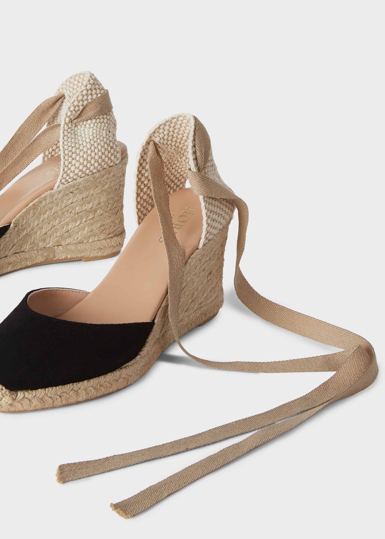 Trina Suede Wedge Espadrilles, Black, hi-res