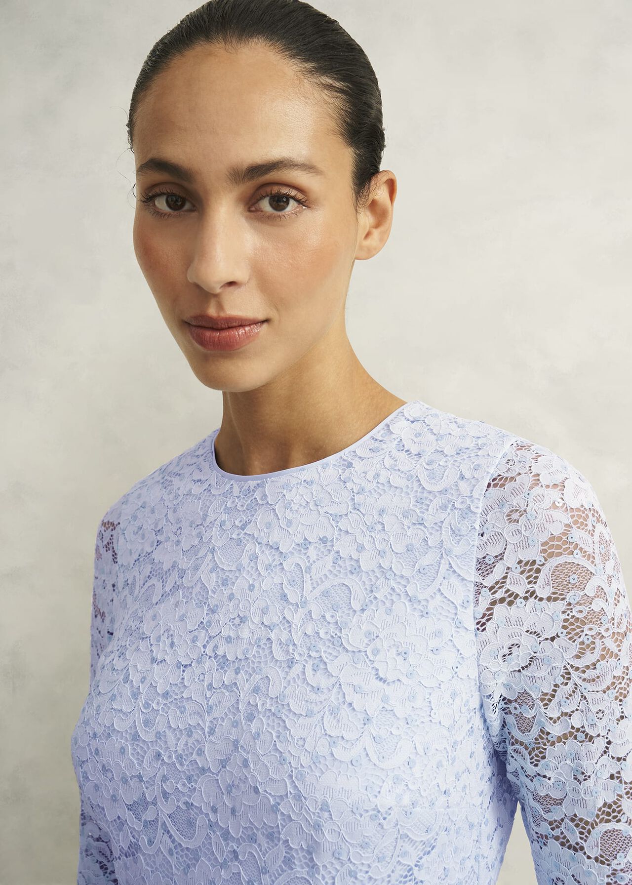 Ottilie Lace Sequin Dress, Pale Blue, hi-res