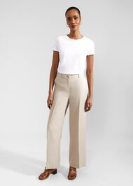 Roberta Wide Linen Pants, Neutral, hi-res