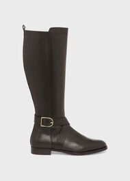 Lisette Leather Knee Boot, Black, hi-res