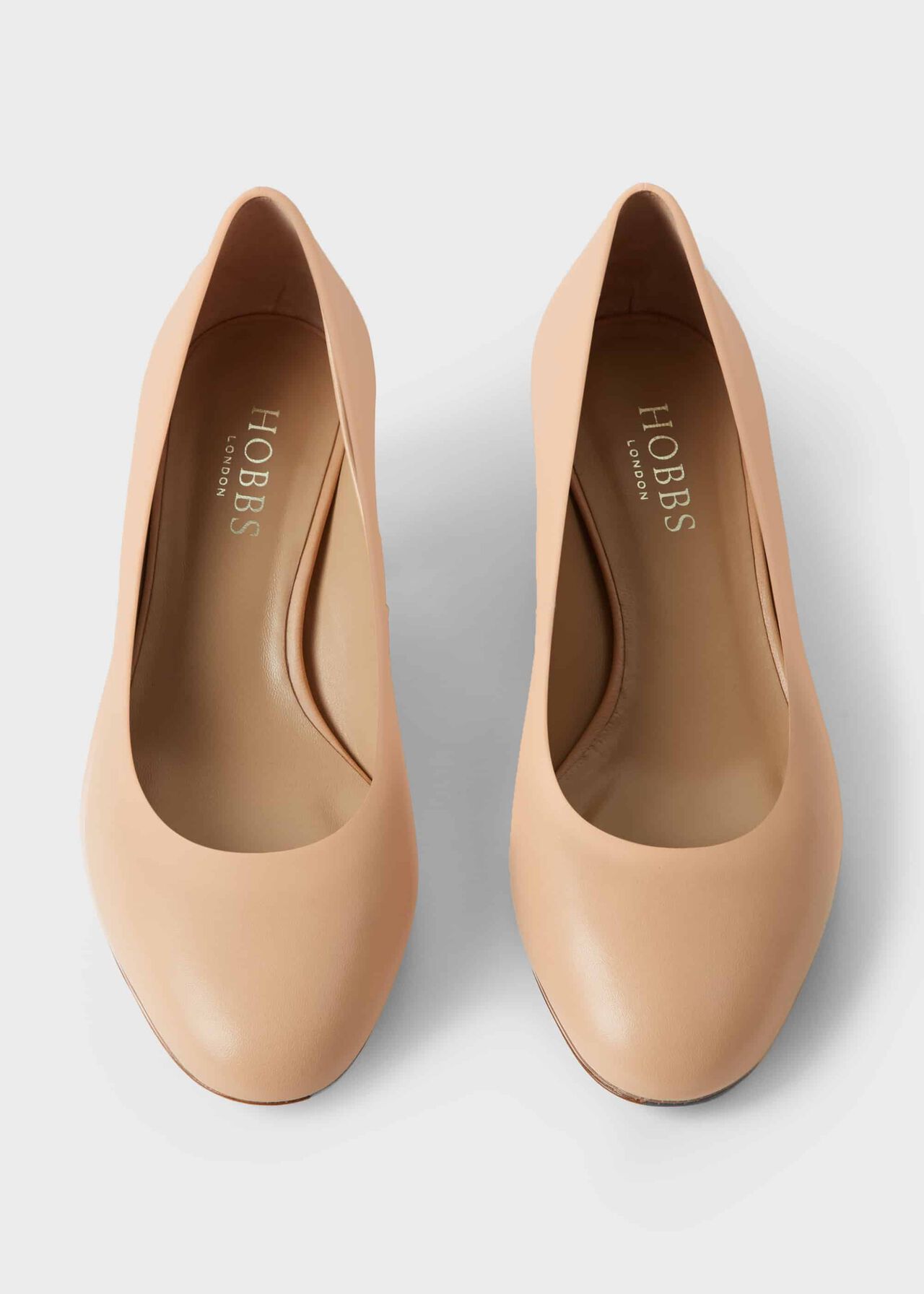 Natalie Wide Fit Leather Block Heel Court Shoes, Nude, hi-res