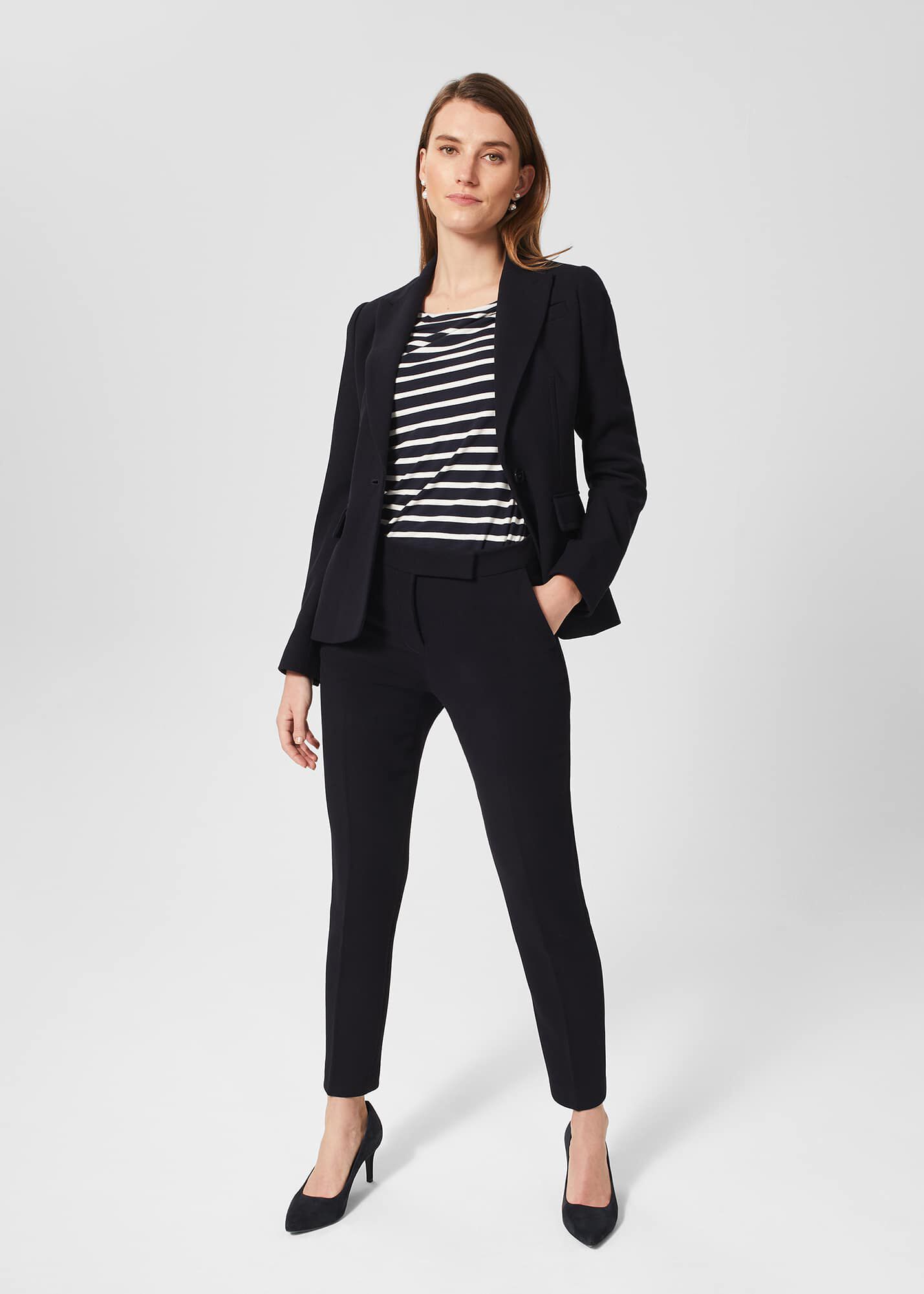 Womens Stretch Plunge Fitted Blazer  Flared Trouser Suit  Boohoo UK
