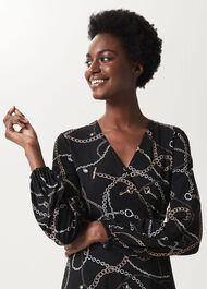 Stephanie Wrap Dress, Black Multi, hi-res
