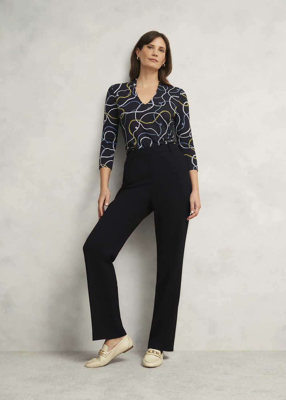 Aimee Printed Top, Navy Multi, hi-res