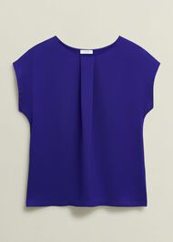 Nita Satin Front Top , Cobalt Blue, hi-res