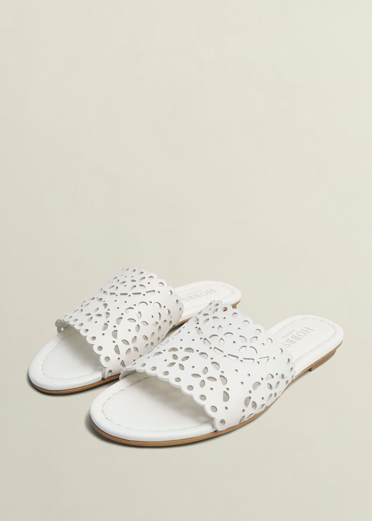 Brodie Leather Slides, Ivory, hi-res