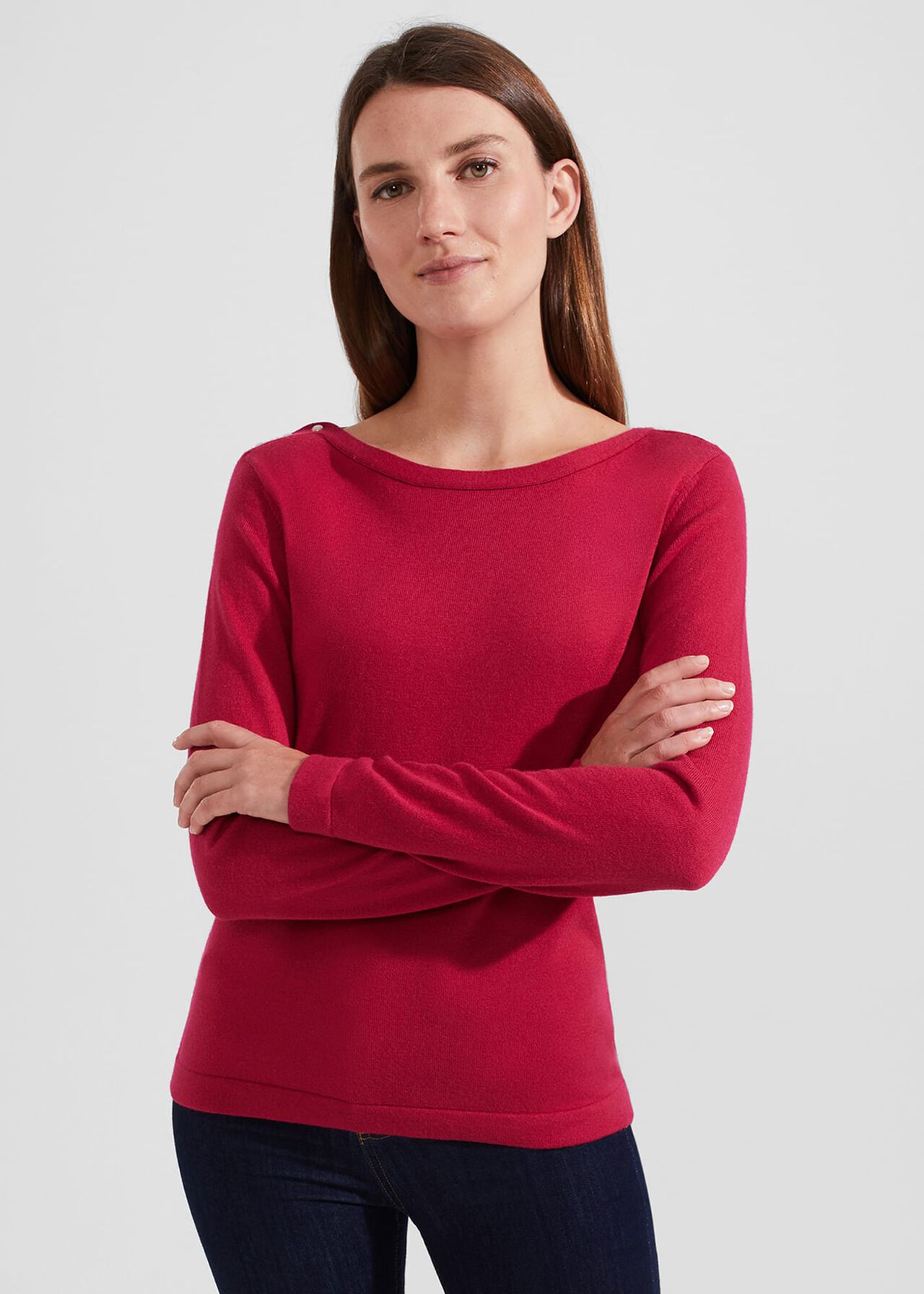 Petula Jumper With Wool, Berry Red, hi-res