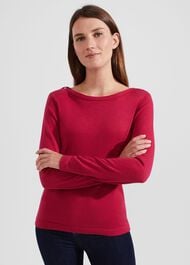 Petula Jumper With Wool, Berry Red, hi-res