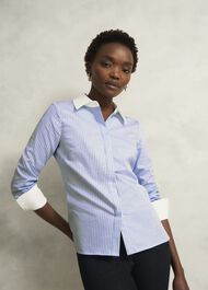 Victoria Cotton Blend Shirt, Pale Blue White, hi-res