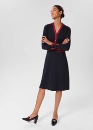 Ada Ponte Dress, Navy Berry Red, hi-res