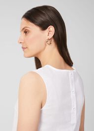 Halle Linen Top, White, hi-res