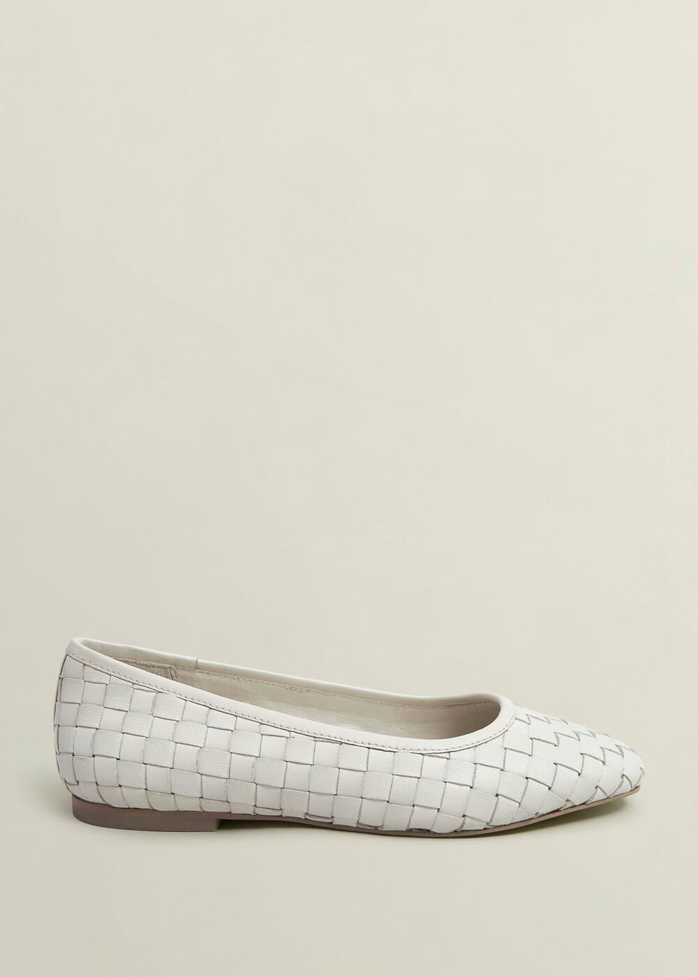 Raina Woven Leather Flats, Chalk Beige, hi-res