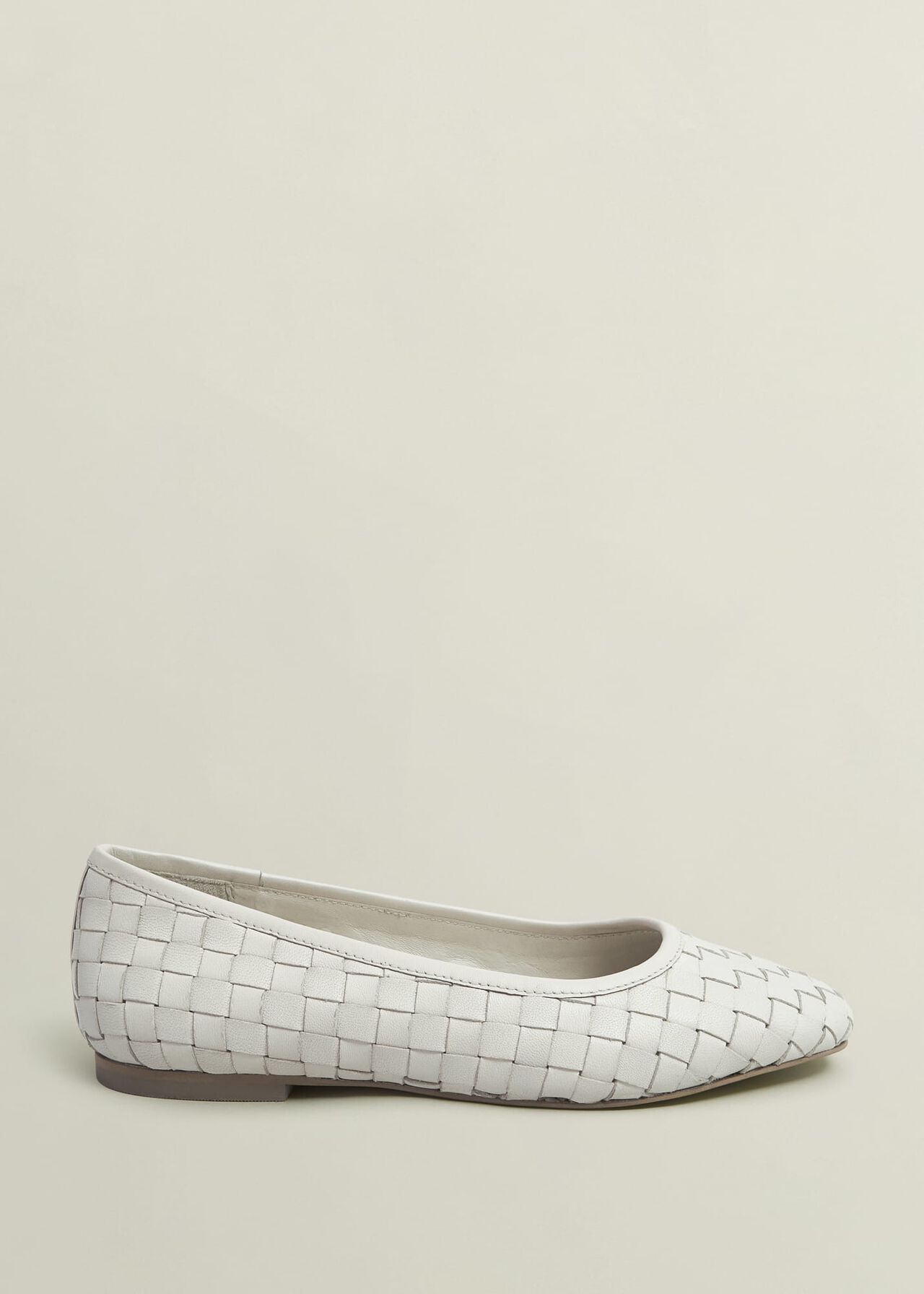 Raina Woven Leather Flats, Chalk Beige, hi-res