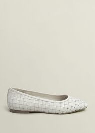 Raina Woven Leather Flats, Chalk Beige, hi-res