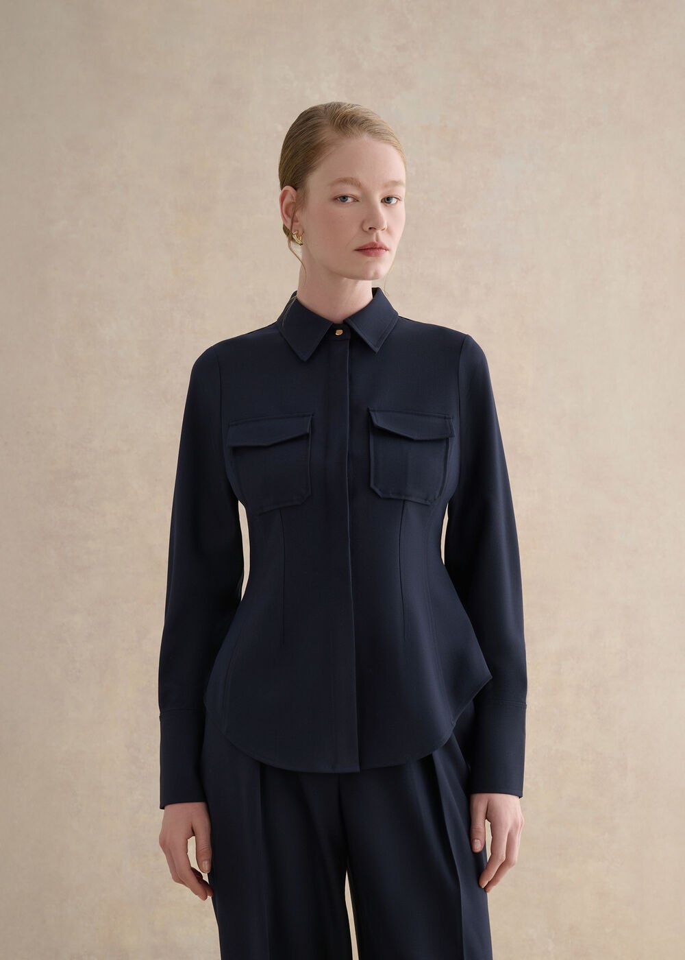 Dannie Fitted Shirt, Hobbs Navy, hi-res