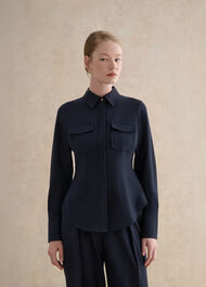 Dannie Fitted Shirt, Hobbs Navy, hi-res