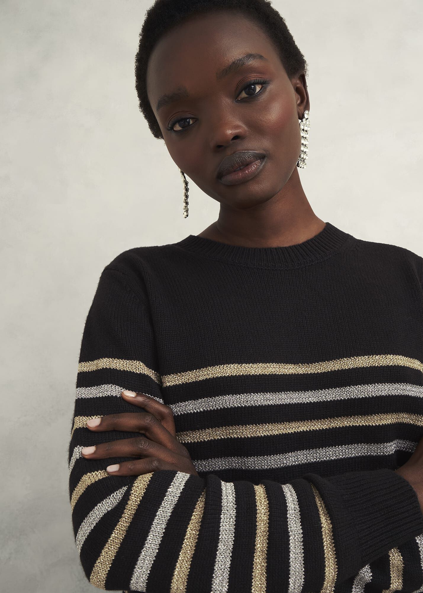 Women Striped Sweater Knitted Fairy Grunge Long Sleeve