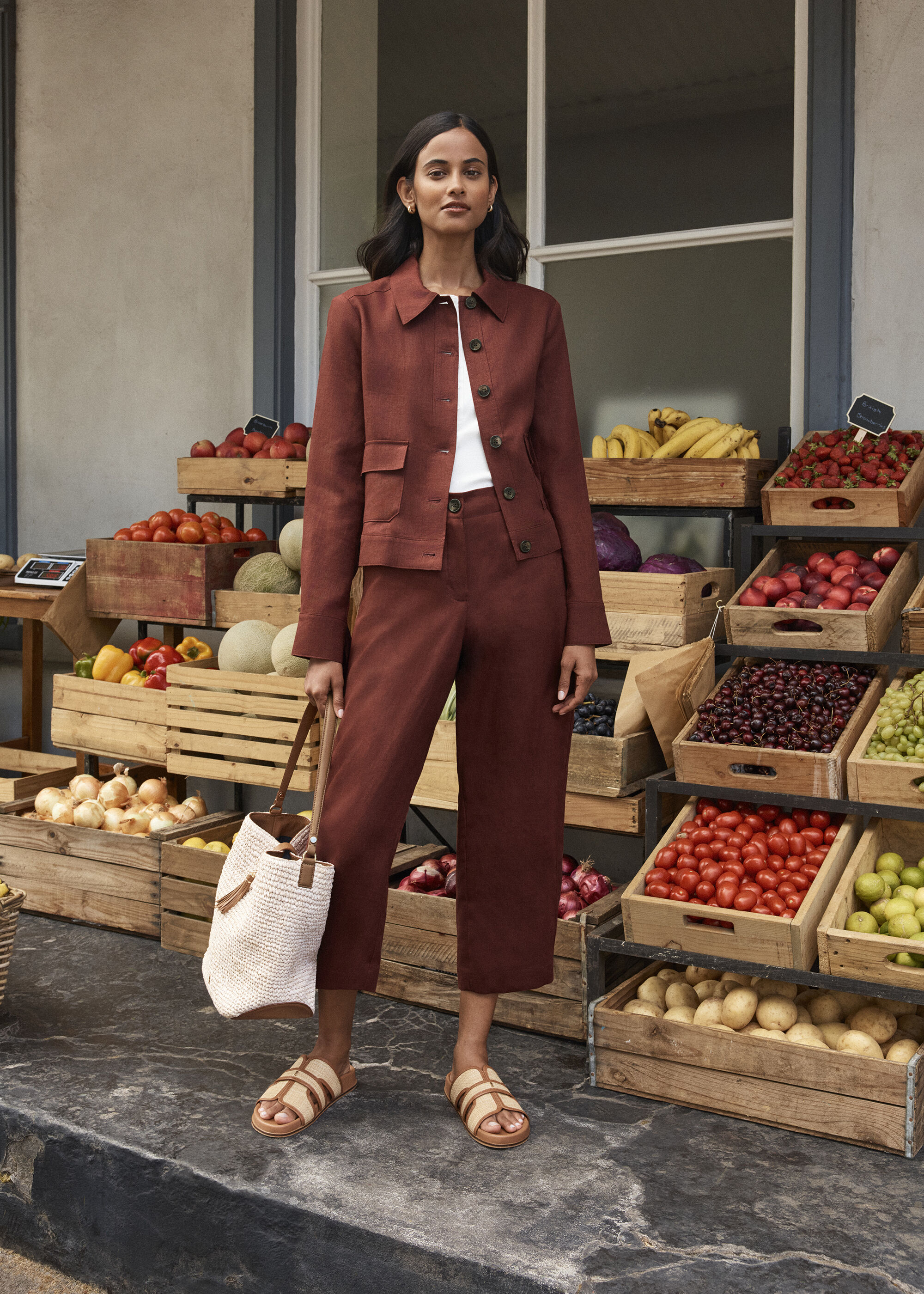 Lillie Linen Cropped Pants | Hobbs US |