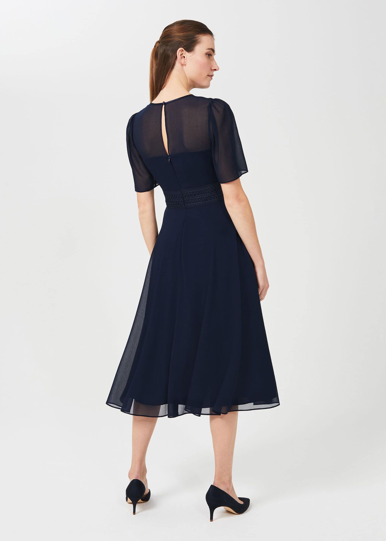 Cressida Fit and Flare Dress, Navy, hi-res