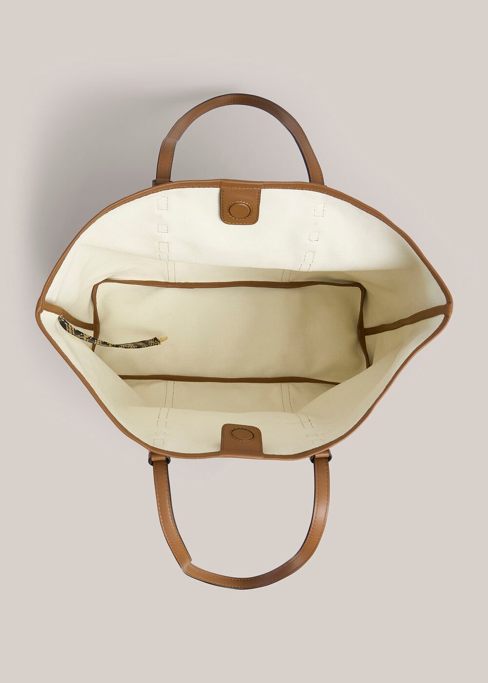 Kyra Leather Canvas Tote, Black Camel, hi-res