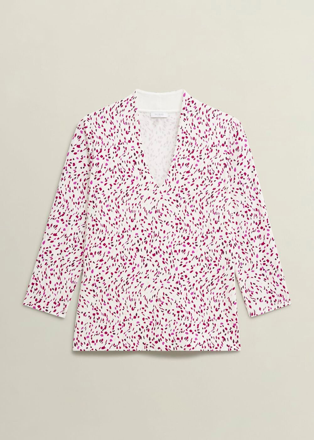 Aimee Printed Top, Ivory Pink, hi-res
