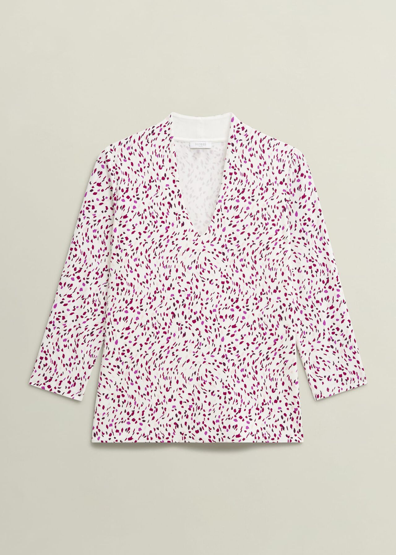 Aimee Printed Top, Ivory Pink, hi-res