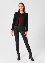 Estella Square Neck Tweed Jacket, Black, hi-res