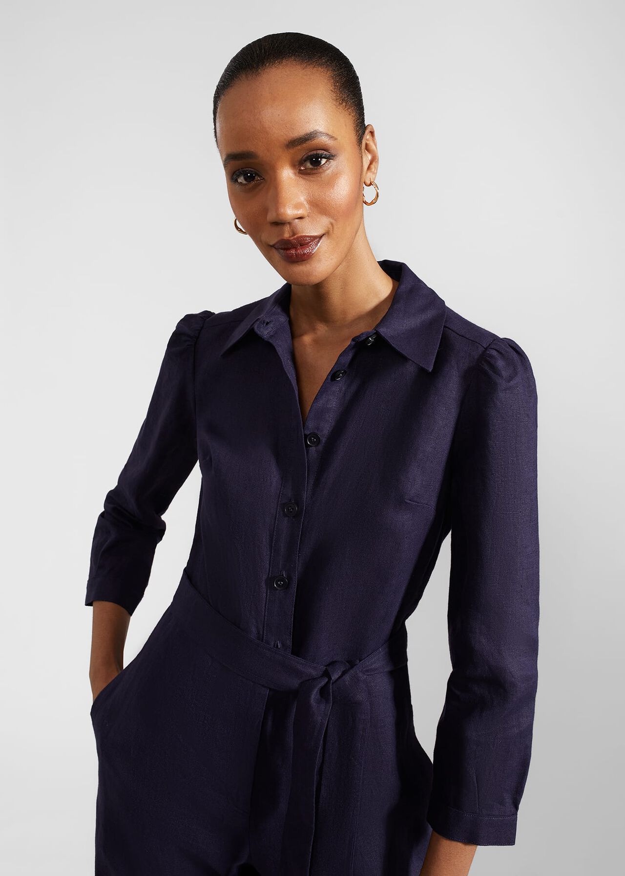 Ceira Linen Jumpsuit, True Navy, hi-res