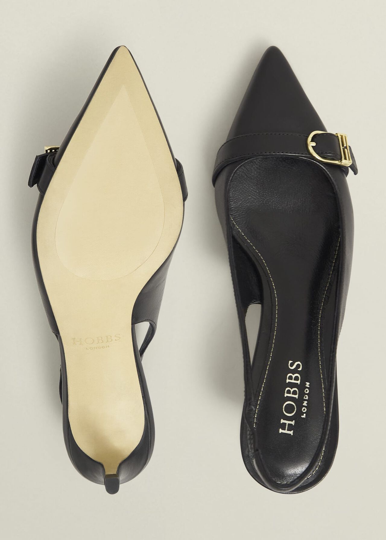 Jude Leather Slingbacks, Black, hi-res