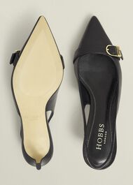 Jude Leather Slingbacks, Black, hi-res