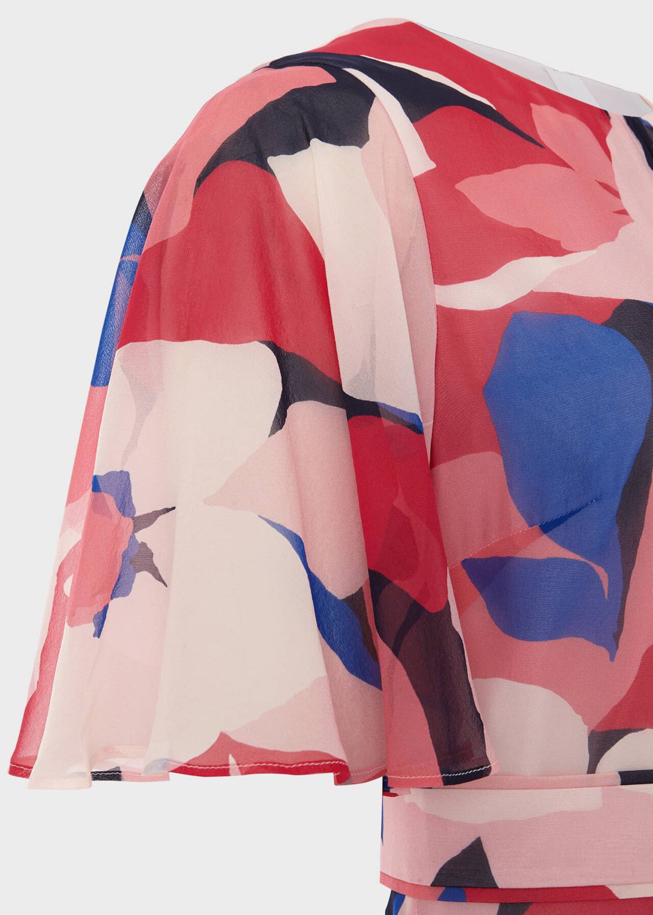 Petite Freya Silk Midi Dress, Navy Pink Multi, hi-res