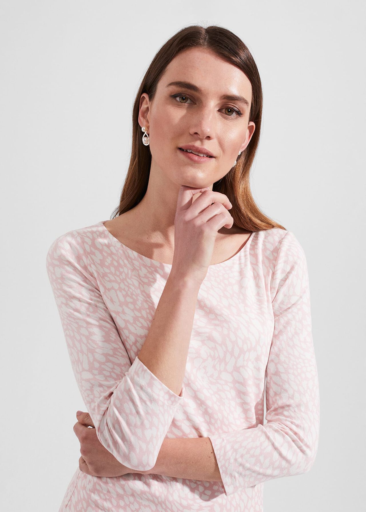 Sonya Printed Top, Pink Ivory, hi-res