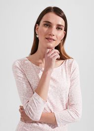 Sonya Printed Top, Pink Ivory, hi-res