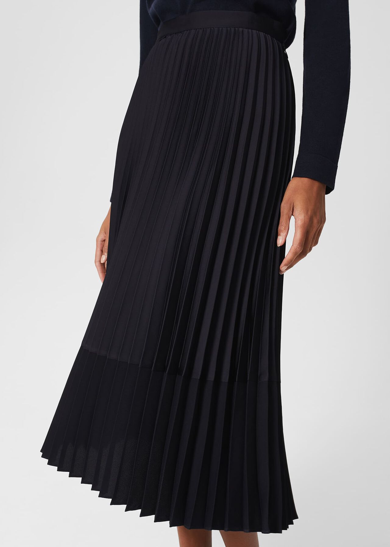 Thandie Pleat Skirt, Navy, hi-res