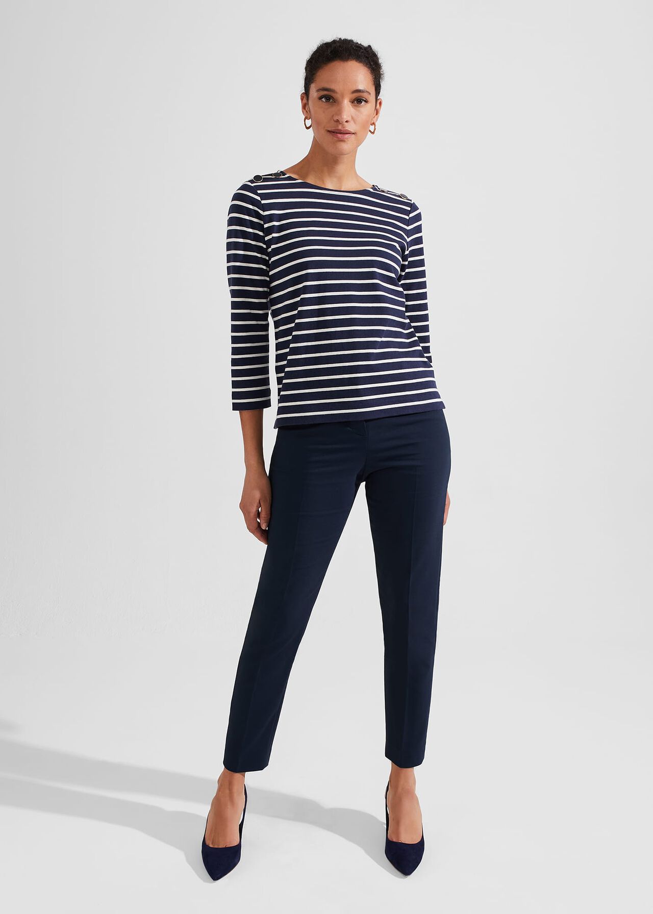 Petite Quin Tapered Trousers, Navy, hi-res