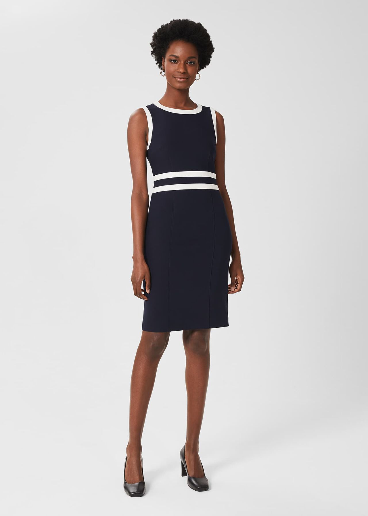 Candice Shift Dress, Navy Ivory, hi-res