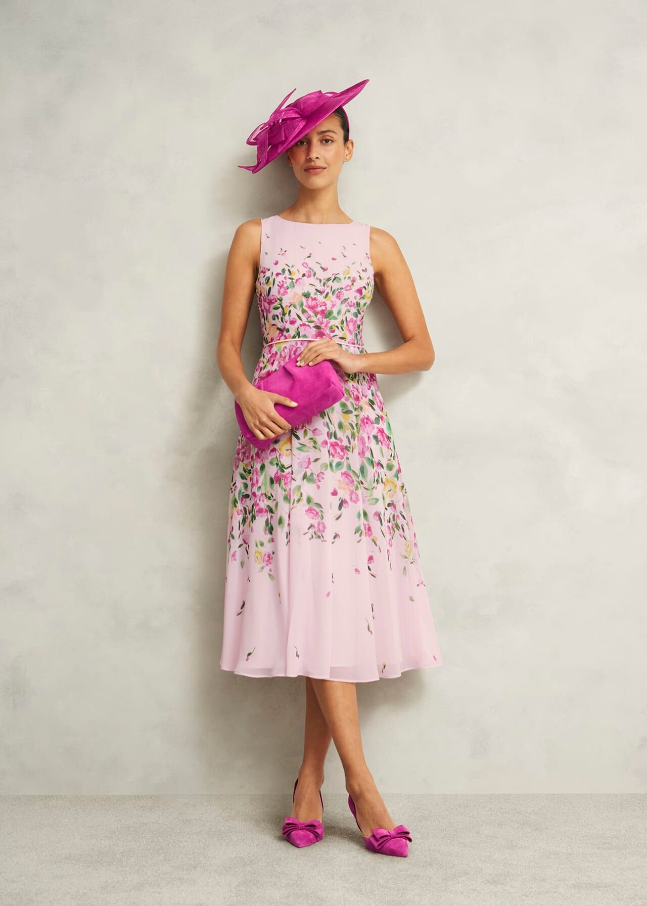 Clifton Suede Clutch, Bright Pink, hi-res