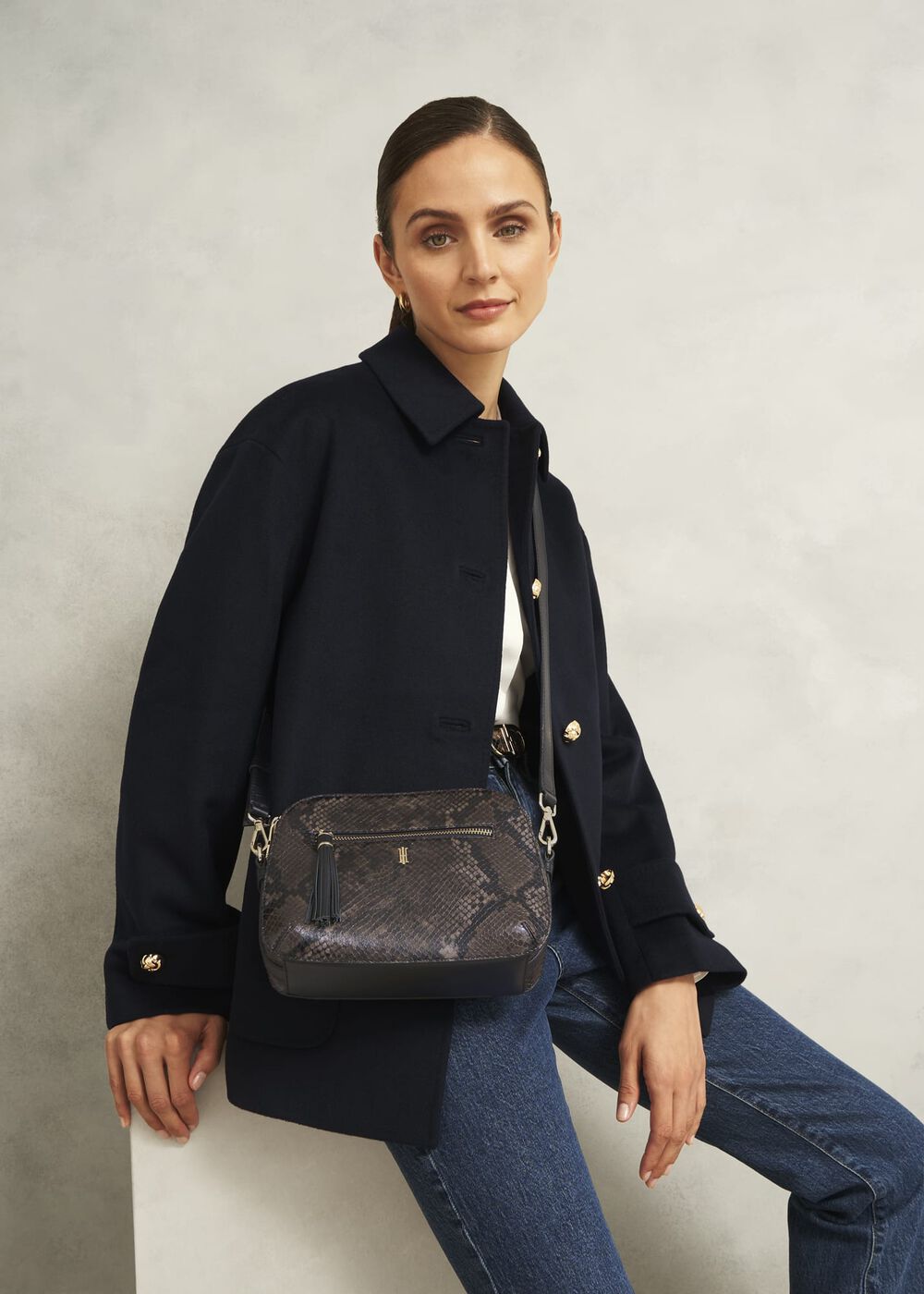 Carlton Leather Crossbody Bag, Snake Print, hi-res