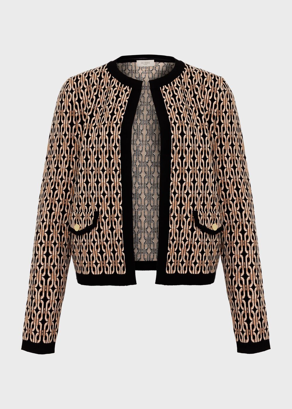 Perrie Knitted Jacket, Black Camel, hi-res