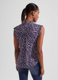 Elida Capped Sleeve Top, Navy Multi, hi-res