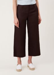 Nicole Linen Crop trousers, Peat, hi-res