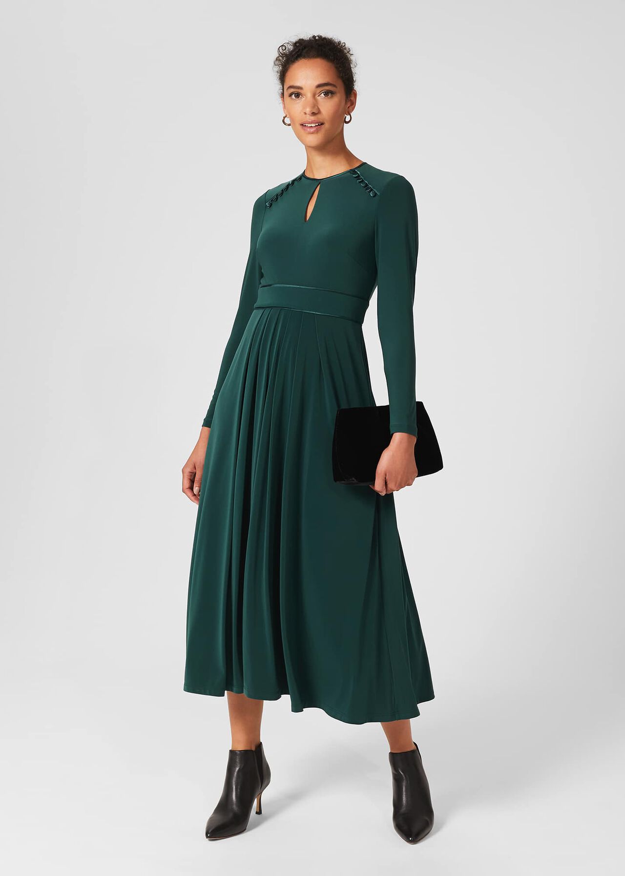 Marylise Jersey Fit And Flare Dress, Pine Green, hi-res